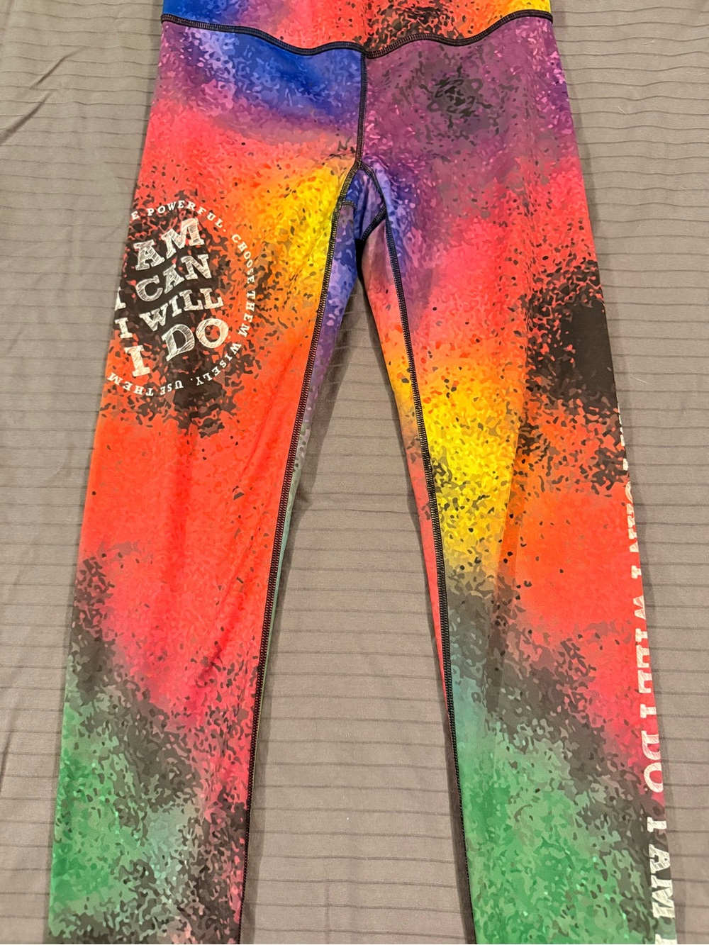 Multicolor Athletic Leggings - Vibrant Rainbow Print